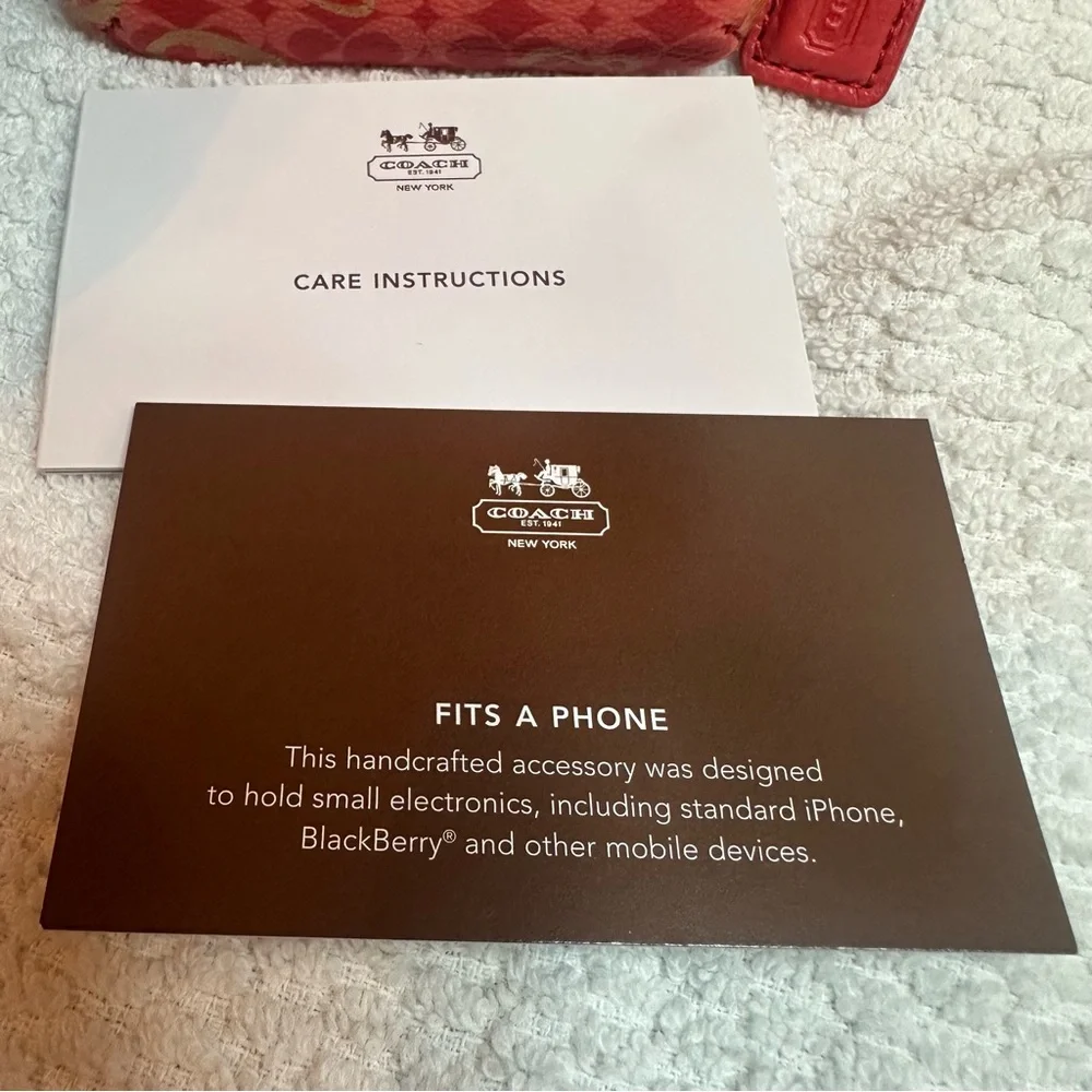 Coach Red Wristlet with Gold Heart Design - Picture 9 of 12